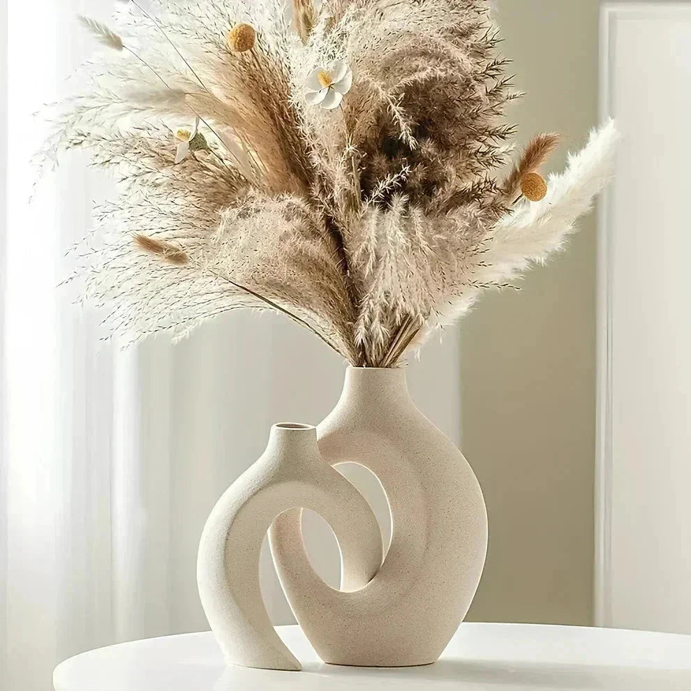 DuoFlora - Ceramic Flower Vase Room Decor ZYLA HOMES white 